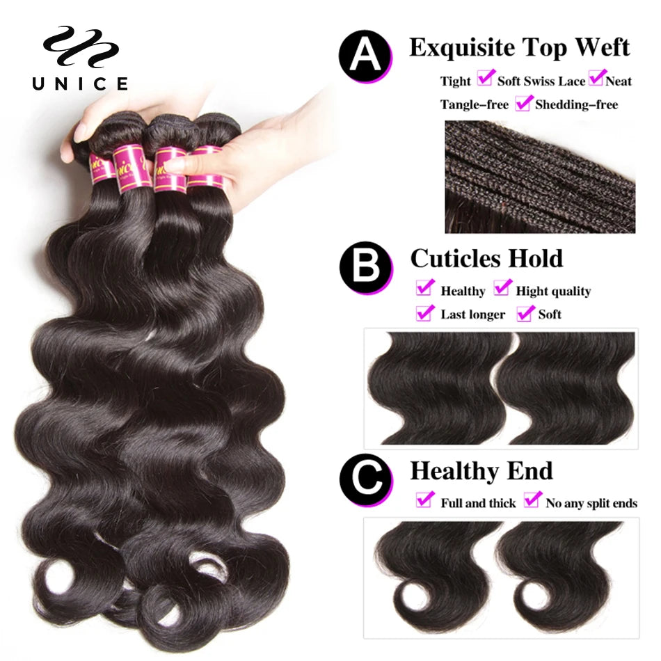 Body Wave 100% Human Hair Bundles Natural Color