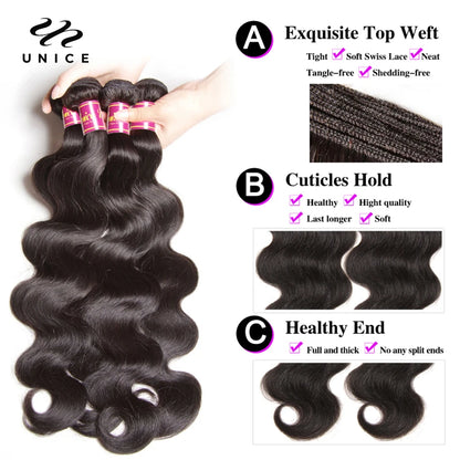 Body Wave 100% Human Hair Bundles Natural Color