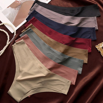 4PCS Seamless Brazilian Panties Cool Ice Silk Low Waist