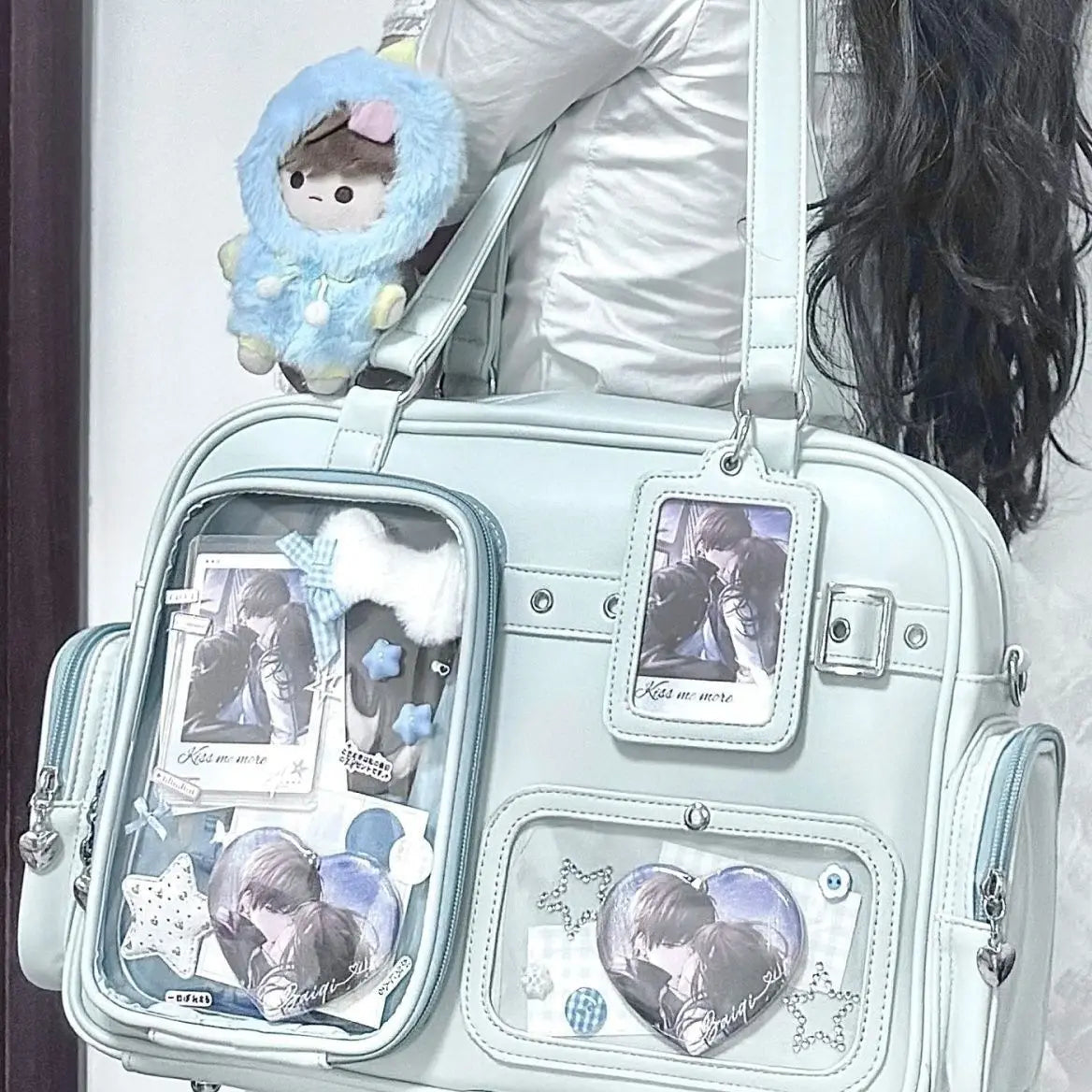 Harajuku Pin Doll Ita Bag Women PU Leather Shoulder Bag