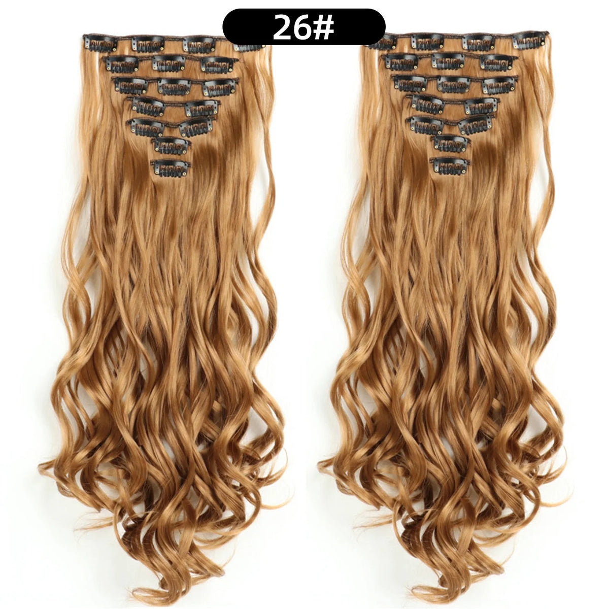 22 Inch Curly Wavy Clip In Hair Extensions Synthetic