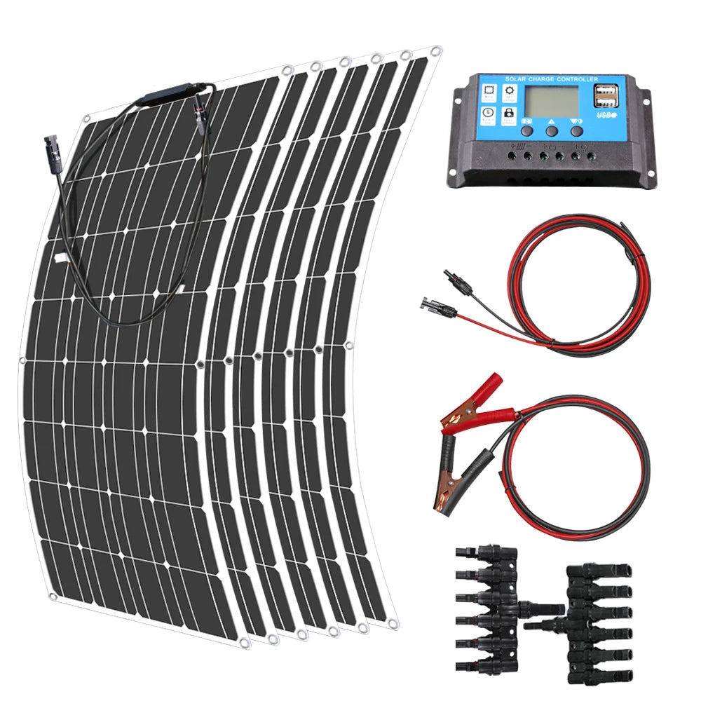 ASUNERGE 12V Flexible Monocrystalline Solar Panel 100W