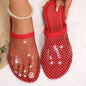 Women Summer Flat Slippers with Water Diamond