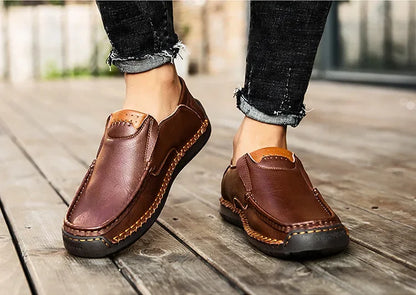 Men's Genuine Leather Slip-On Loafers Casual Shoes