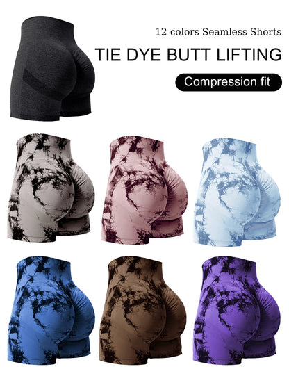 Tie Dye High Waist Gym Shorts for Women