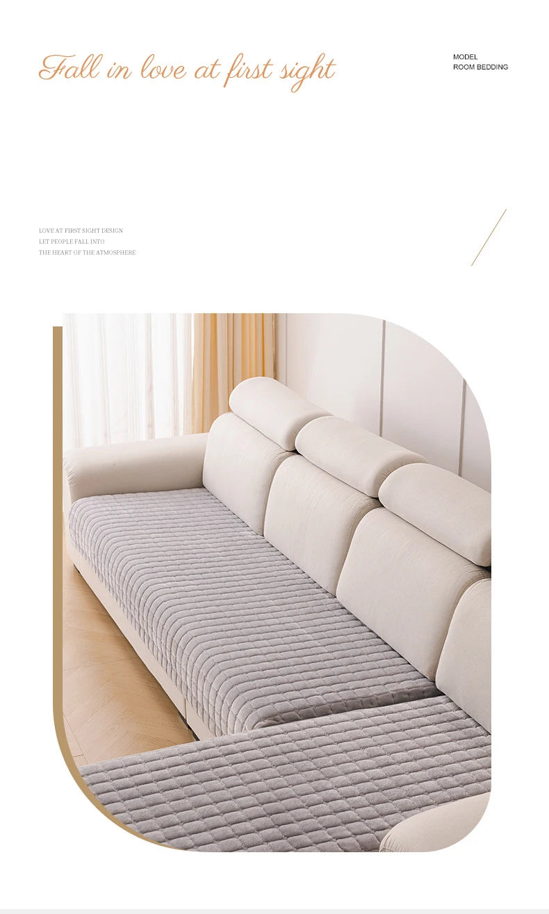 Flannel Sofa Cushion Non-Slip Plush Backrest Cover