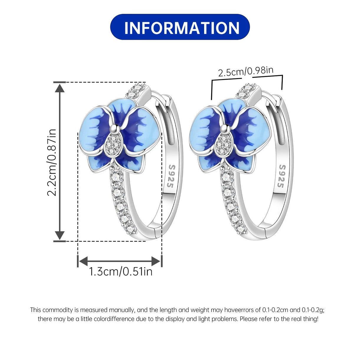 S925 Sterling Silver Iris Flower Hoop Earrings for Women