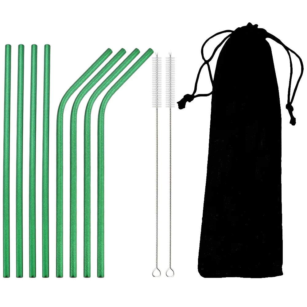 8pcs Colorful Reusable Stainless Steel Drinking Straws