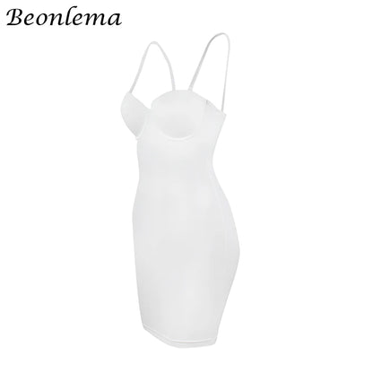 Backless Bodycon Mini Dress with Skinny Straps in Black