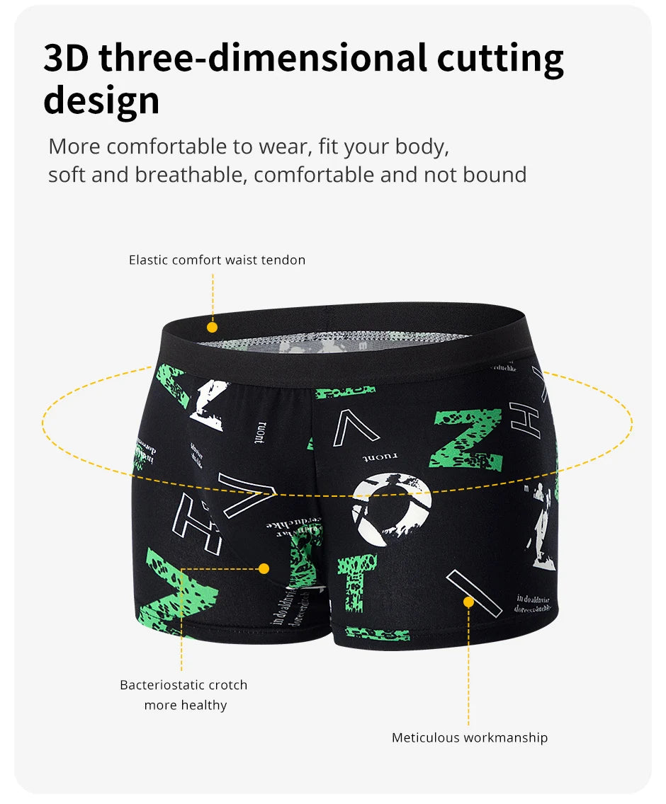Men's Printed Boxer Shorts Comfortable Plus Size