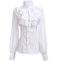 Women's Vintage Ruffle Collar Lace Trim Blouse