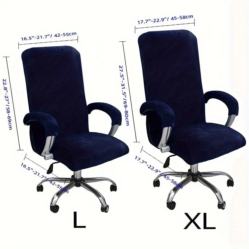 Velvet Plush Stretch Office Chair Cover Set