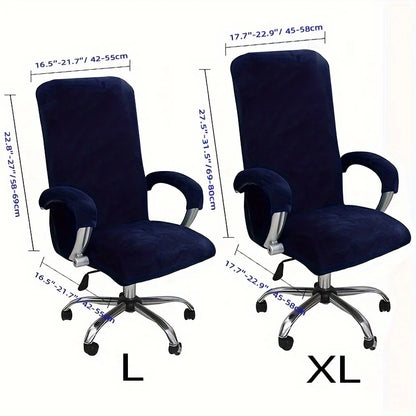 Velvet Plush Stretch Office Chair Cover Set