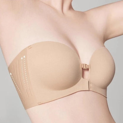 Seamless Push Up Strapless Bra for Women Adjustable Solid Color