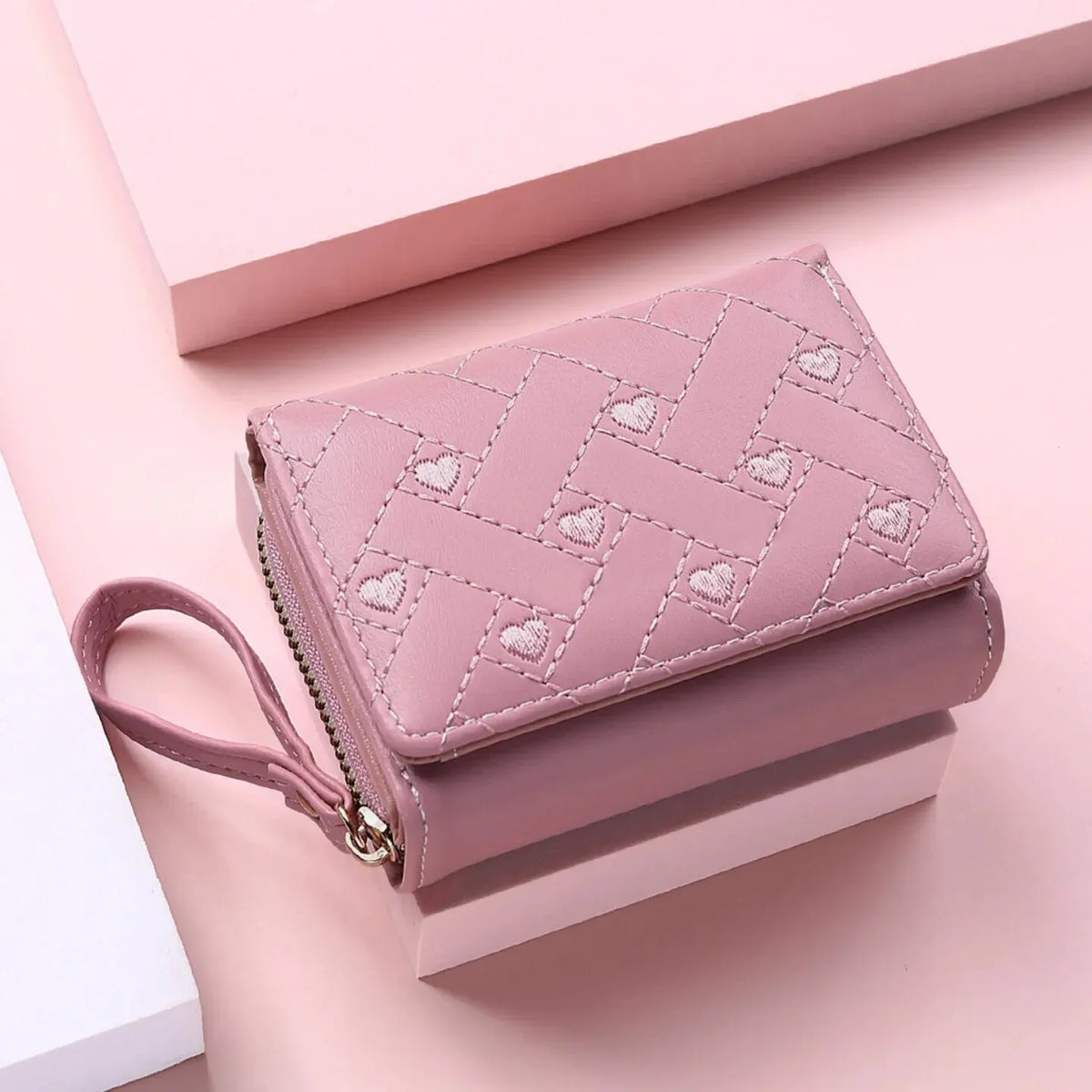Women's Embroidered PVC Zipper Wallet with Large Capacity