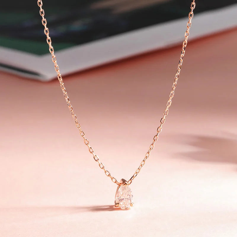 Smyoue Pear Cut Moissanite Necklace 925 Sterling Silver