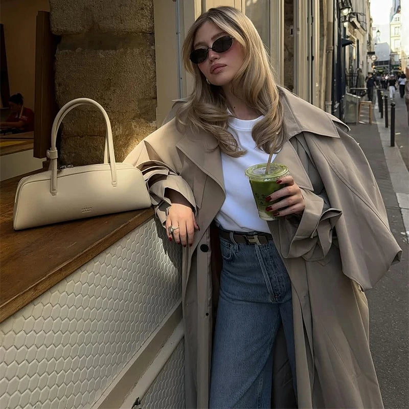 Women's Windproof Trench Coat Loose Fit Overcoat