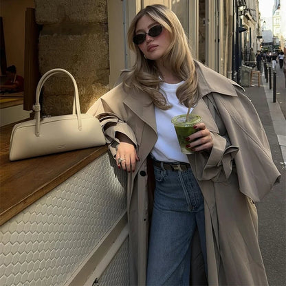 Women's Windproof Trench Coat Loose Fit Overcoat