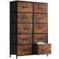 JHK Bedside Table with 10 Fabric Drawers and Steel Frame