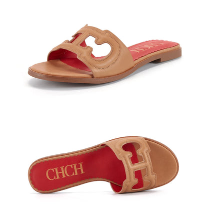 CHCH Women's Black Flat Indoor Slippers