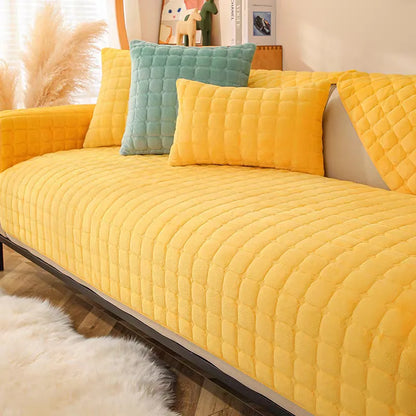 Flannel Sofa Cushion Non-Slip Plush Backrest Cover