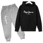 Leisure Letter Print Hoodie and Pants Tracksuit Set