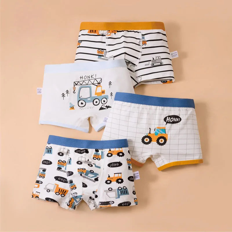 Cotton Boys Cartoon Boxers 4 Piece Set