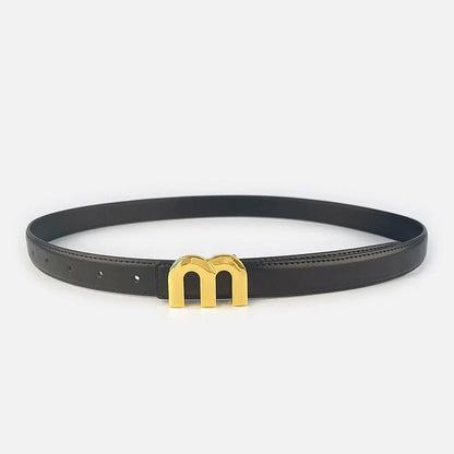 Thin 2.5cm Cowhide Leather Waist Belt for Women