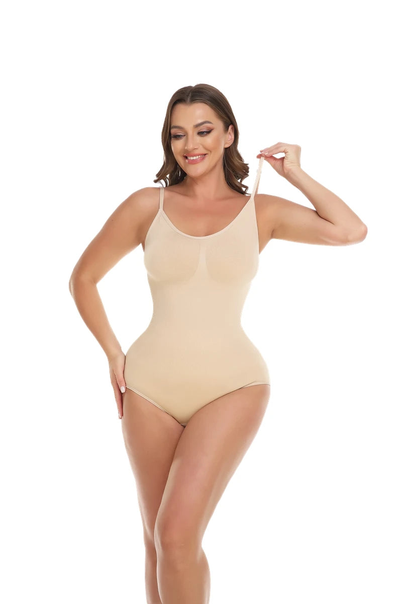 Women Seamless V-Neck Bodysuit Shapewear Red Blue