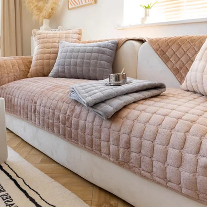 Flannel Sofa Cushion Non-Slip Plush Backrest Cover