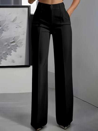 Women High Waisted Wide Leg Black Trousers