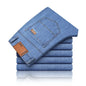 Men's Blue Straight Denim Jeans Lightweight Casual Trousers