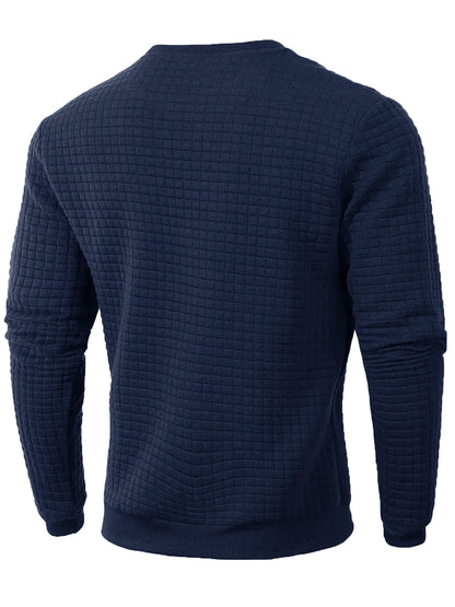 Men's Casual Jacquard Check Pullover Sweatshirt