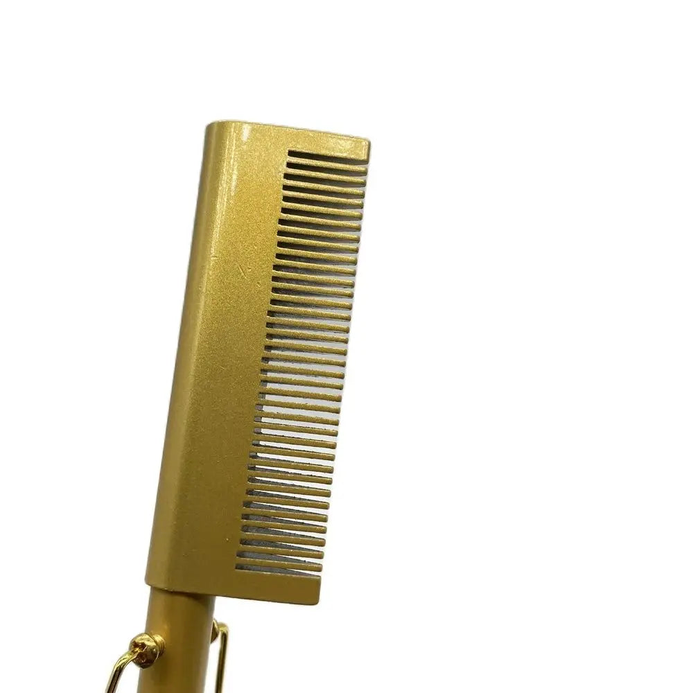 Hot Comb Hair Straightener Brush Copper Black 30cm