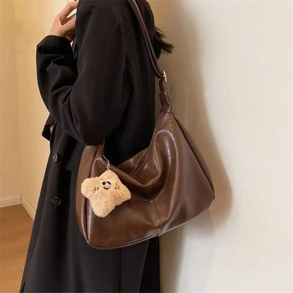 Trendy PU Leather Slouchy Shoulder Bag for Women