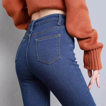 Women's Winter Plush Stretch Skinny Jeans
