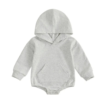 Baby Hooded Romper Long Sleeve Solid Color Bodysuit