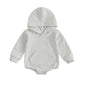 Baby Hooded Romper Long Sleeve Solid Color Bodysuit