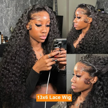 40 Inch Deep Wave Human Hair Lace Frontal Wig