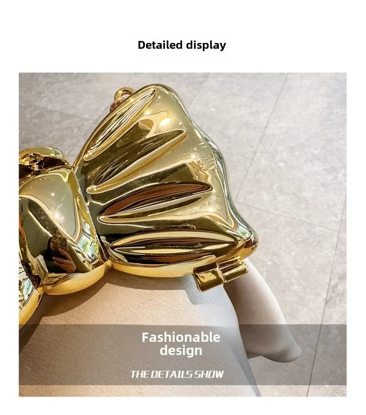Golden Acrylic Round Clutch Purse for Parties