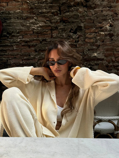 Knit Cardigan Pants Set for Women - Thick and Warm Outfit