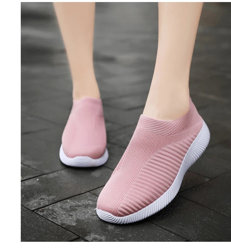 Pink Women Slip On Walking Shoes Lightweight EVA