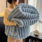 250GSM Soft Fluffy Striped Throw Blanket for Bed