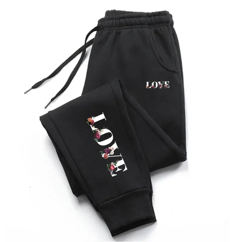 Womens LOVE Letter Print Casual Sweatpants