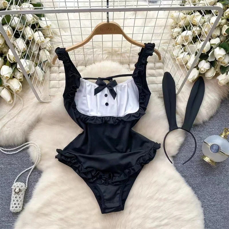 Women Transparent Lace Up Halter Bodysuit Romper