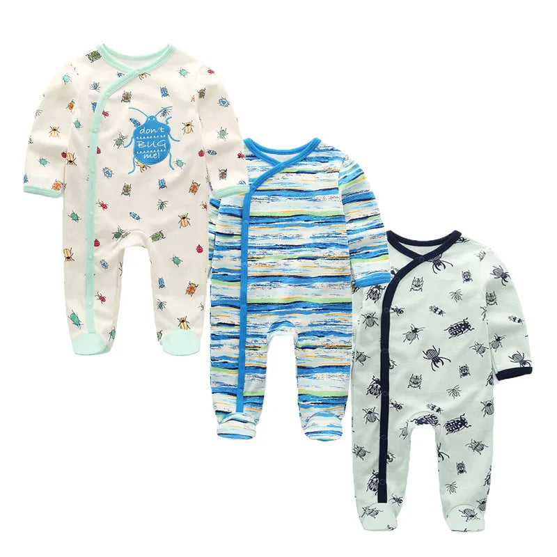 Kiddiezoom Unisex Cartoon Long Sleeve Romper 100% Cotton