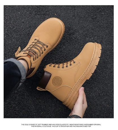 High Top Leather Motorcycle Boots for Men