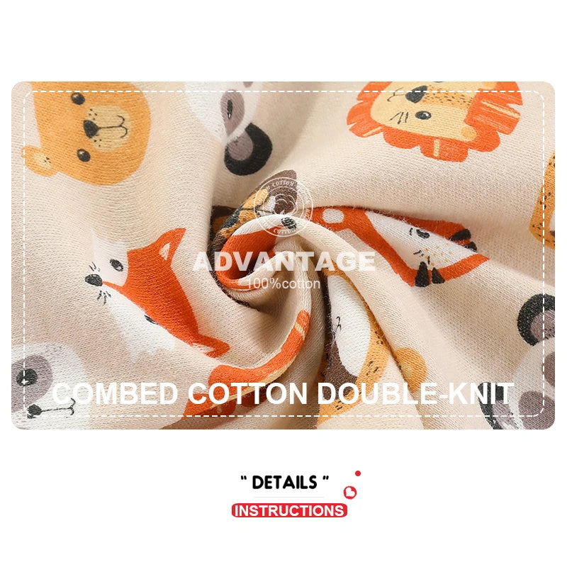 Kiddiezoom Cartoon Baby Bodysuits 100% Cotton 4pcs