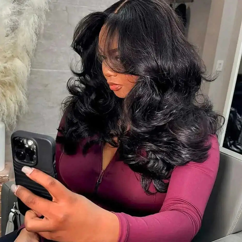 13x6 Lace Front Human Hair Wig Body Wave Black