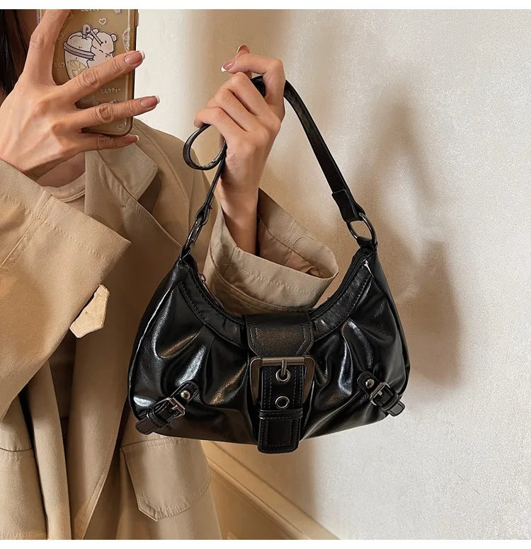 Y2K Retro Pleated Hobo Shoulder Bag for Women